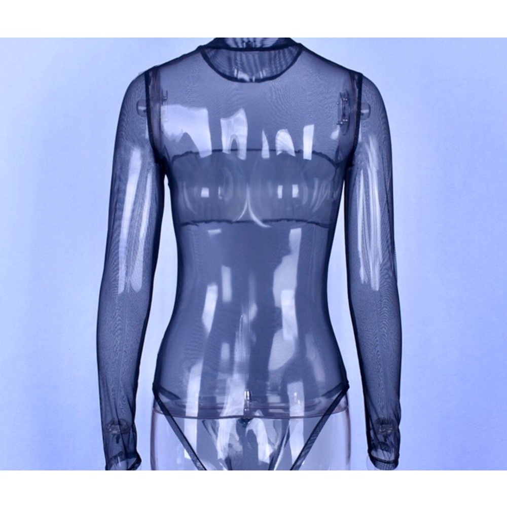 Black, Mesh & Flash Gray Body Suit - Picture 7 of 8